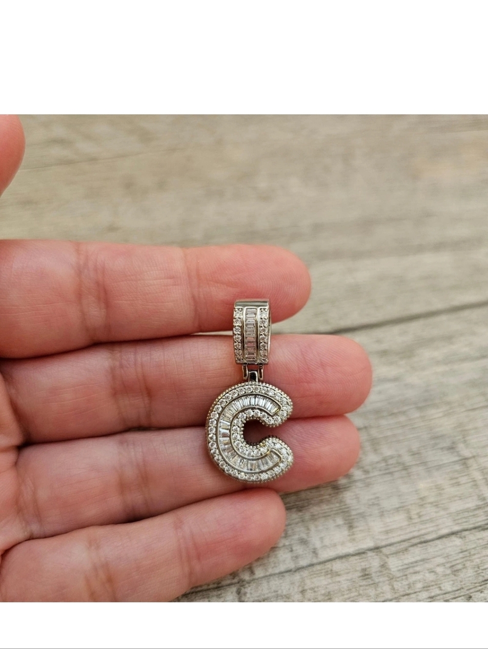 Sterling Silver  plated Letters A to Z Initial Baguette CZ P - Picture 8 of 15